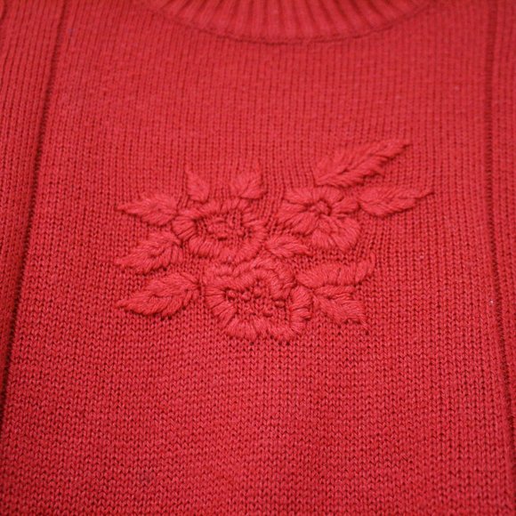 Women's Red Knitted Sweater - Picture 3 of 6